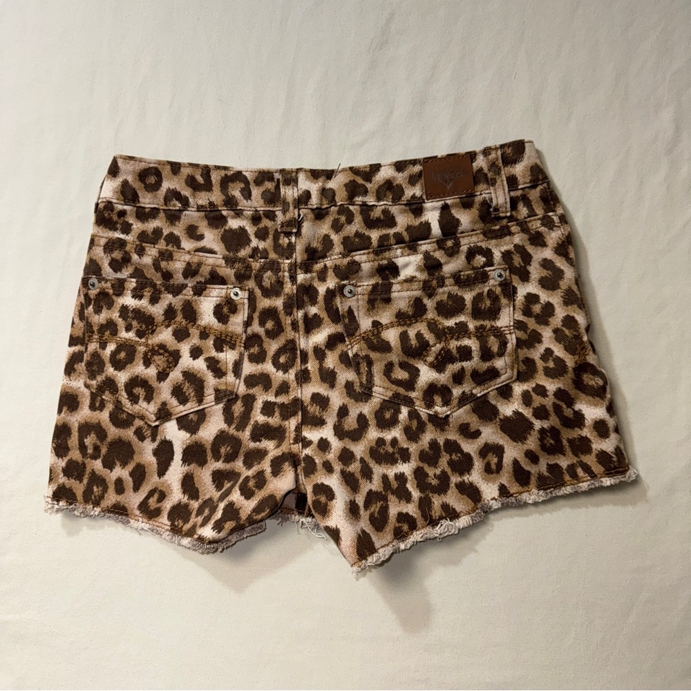 Justice Leopard Jean Shorts Girl’s 12R denim Summer Spring Animal Cat Print Cute - Picture 4 of 6